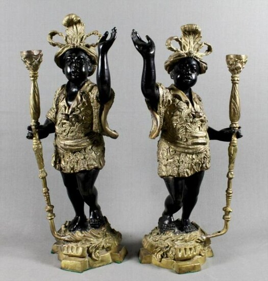Pair Of Venitian Bronze Blackmoor Figures