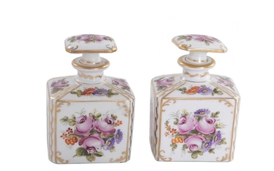 Pair Paris porcelain scent/perfume bottles (2pcs)