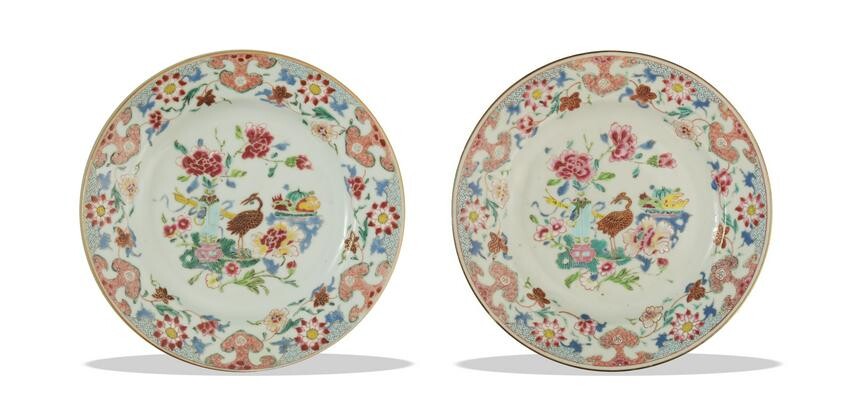 Pair of Chinese Famille Rose Plates, 18th Century