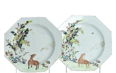 Pair of Chinese porcelain 'buffalo' plates, Qianlo
