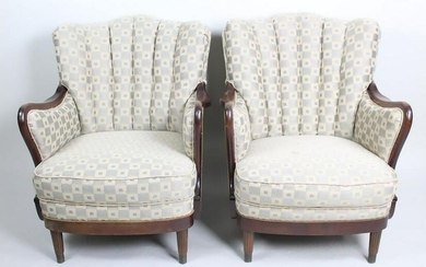 Pair of Danish Modern Upholstered Club Chairs