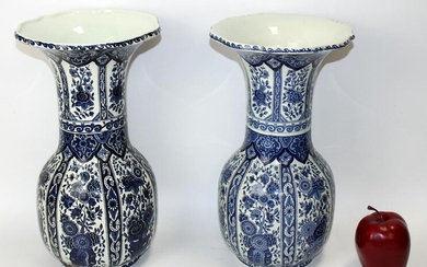 Pair of Delft blue and white ceramic vases