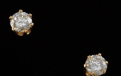 Pair of Diamond Stud Earrings, Each 0.49 ct