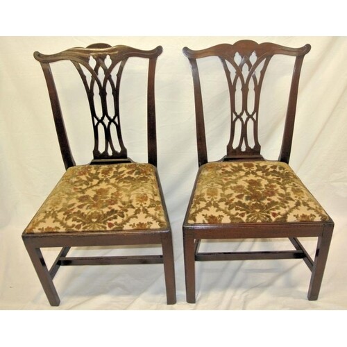 Pair of Georgian Chippendale mahogany occasional chairs with...