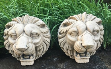 Pair of Lion Head Rondels