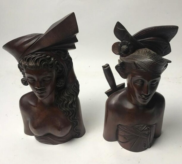 Pair of Mid Century Indonesian Carvings