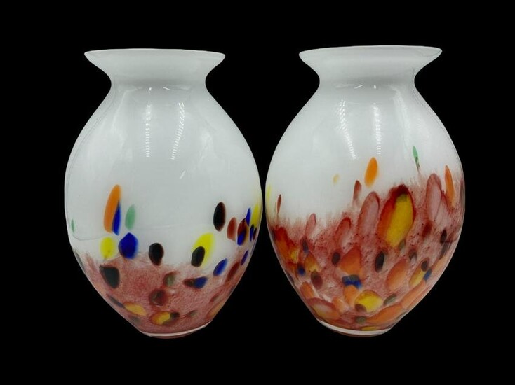 Pair of Murano Style Art Glass Vases