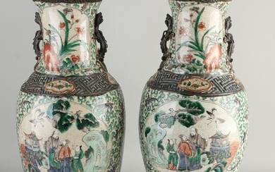 Pair of antique Chinese/Cantonese vases, H 45 cm.