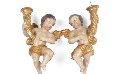 Pair of baroque angels, South German, mid 18th century