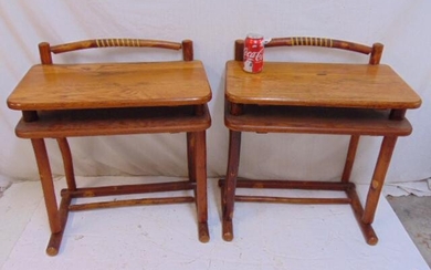 Pair rare Old Hickory stands, two tiered, each stand is
