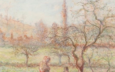 Paul Emile Pissarro Figures in a winter landscape