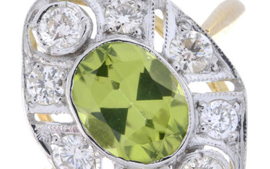 Peridot & diamond cluster ring
