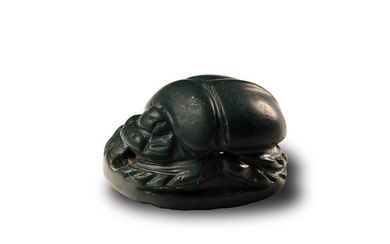 Phoenician Green Jasper Scarab with Heads of Horus