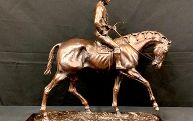 Pierre-Jules Mene Horse And Jockey Statue - Derby Winner