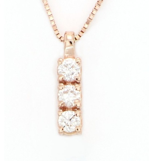 Pink gold - Necklace with pendant - 0.12 ct Diamond