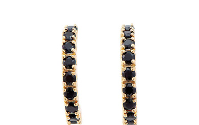 Plated 18KT Yellow Gold 2.05ctw Black Sapphire Earrings