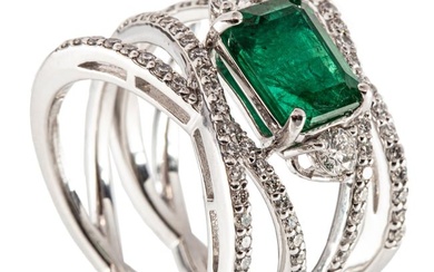 Platinum, Emerald and Diamond Multiband Ring