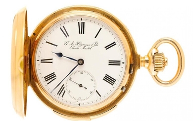 Pocket watch HUGUENIN & FILS PONTS MARTEL saboneta ref.140706 in 18k yellow gold, late 19thcentury....