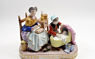 Porcelaine de Paris - d'après Gerard Dow (Gerrit Dou) - Figurine - La Jeune Mère - French porcelain