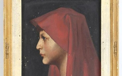Portrait of woman in red (Continental School, 19C)