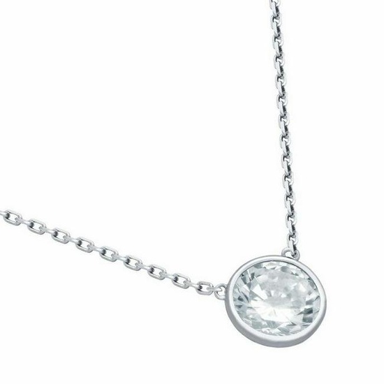 RHODIUM PLATED 7.5MM AUSTRIAN CRYSTAL ON NECKLACE 16" + 2"