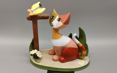 ROSINA WACHTMEISTER. GÖBEL “VOGLIA DI CAMMINARE” LIMITED: CAT FIGURINE HANDMADE FROM BISQUE PORCELAIN - SIGNED WITH CERTIFICATE.