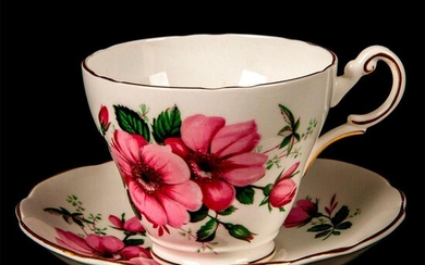Regency Bone China Pink Floral Teacup and Saucer