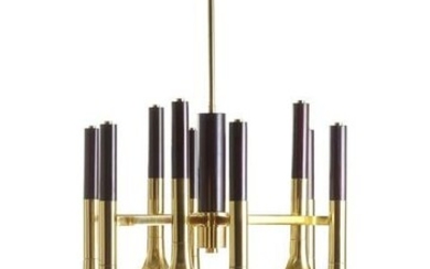 Reggiani (Attributed) Pendant lamp with nine lights.