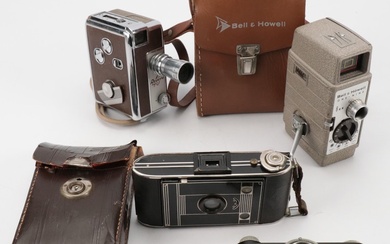 Revere 8 Model 40 Film Camera with Still Cameras and Cases, Early/Mid-20th C.