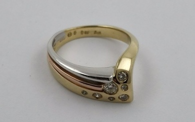 Ring - 14 kt. Rose gold, White gold, Yellow gold Diamond - Diamond