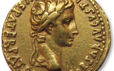 Roman Empire. Augustus (27 BC-AD 14). Gold Aureus,Lugdunum (Lyon) mint 2 BC - AD 4 - depicting the Emperor's grandsons Gaius & Lucius