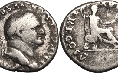 Roman Empire Vespasian AD 74 AR Denarius About Very Fine