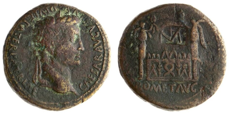 Roman Imperial. Augustus (27 BC-14 AD). AE Sestertius. Lugdunum (Lyon), struck 10-14 AD. 25.2 g...