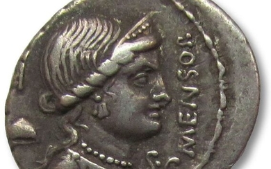 Roman Republic. L. Farsuleius Mensor. Silver Denarius,Rome mint 75 B.C.