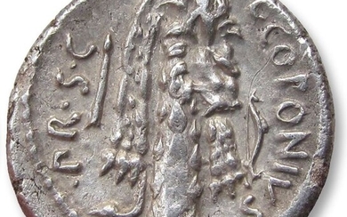 Roman Republic. Q. Sicinius and C. Coponius. Silver Denarius,Asia Minor 49 B.C.