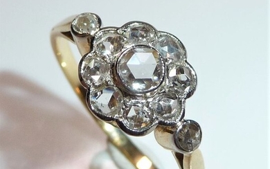 Rosetten-Form - 14 kt. Platinum, Yellow gold - Ring - 0.60 ct Diamonds - Rose cut diamonds