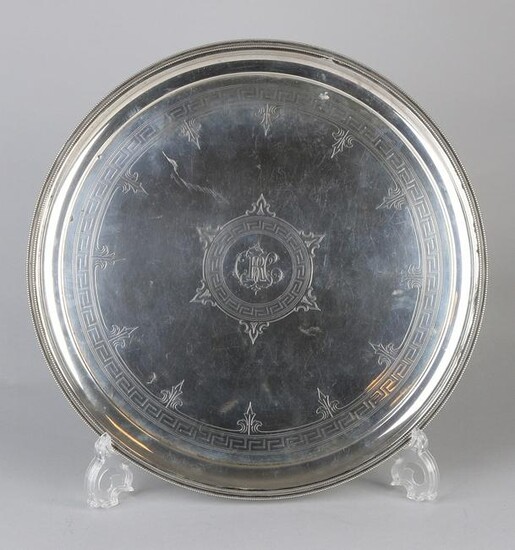 Round silver tray, BWG, 12 Loth, decorated with