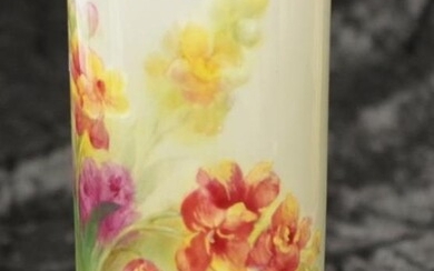 Royal Worcester signed ceramic vase painted blossom decoration, signed...