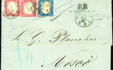SARDEGNA-RUSSIA IMPERO RUSSO 1861 - 40 cent. rosso vermiglio, due...