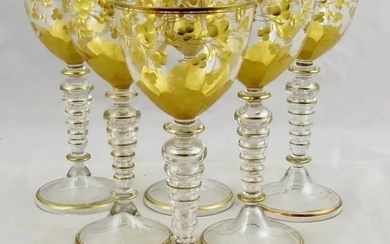 SET OF 6 MOSER GLASS WINE GLASSES