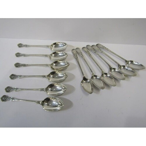 SILVER SPOONS, set of 6 bright cut Georgian tea spoons and s...