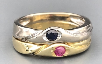 Salvini - 18 kt. White gold, Yellow gold - Ring - 0.10 ct Sapphire - Ruby