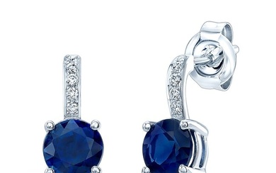 Sapphire And Diamond Earrings In 14k White Gold