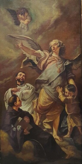 Scuola italiana del XIX secolo - Arcangelo Gabriele tra Sant'Antonio e San Gaetano