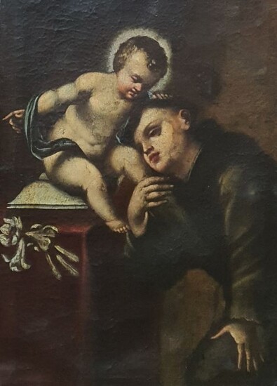 Scuola napoletana del XVII secolo - Sant'Antonio e Gesù bambino