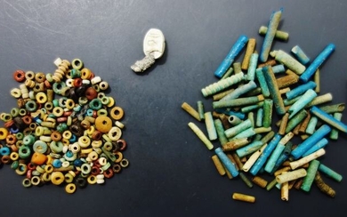 Selection of 300 Egyptian Faience Beads - 2mm to 17mm