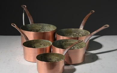 Set of 5 French Polished Copper Sauce Pans #3