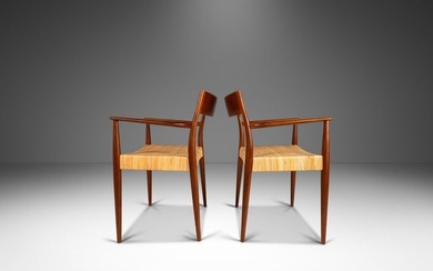 Set of Two (2) Rare Early Danish Modern Arm Chairs by Enjar Larsen & Aksel Bender Madsen for Willy