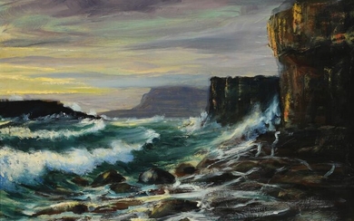SOLD. Sigmund Petersen: Scenery from Faroe Islands. Signed SP 1955. Oil on masonite. 40 x 55.5 cm. – Bruun Rasmussen Auctioneers of Fine Art