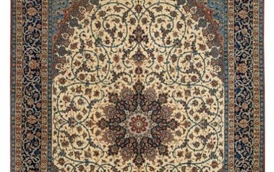 Signed Isfahan Silk and Wool Carpet